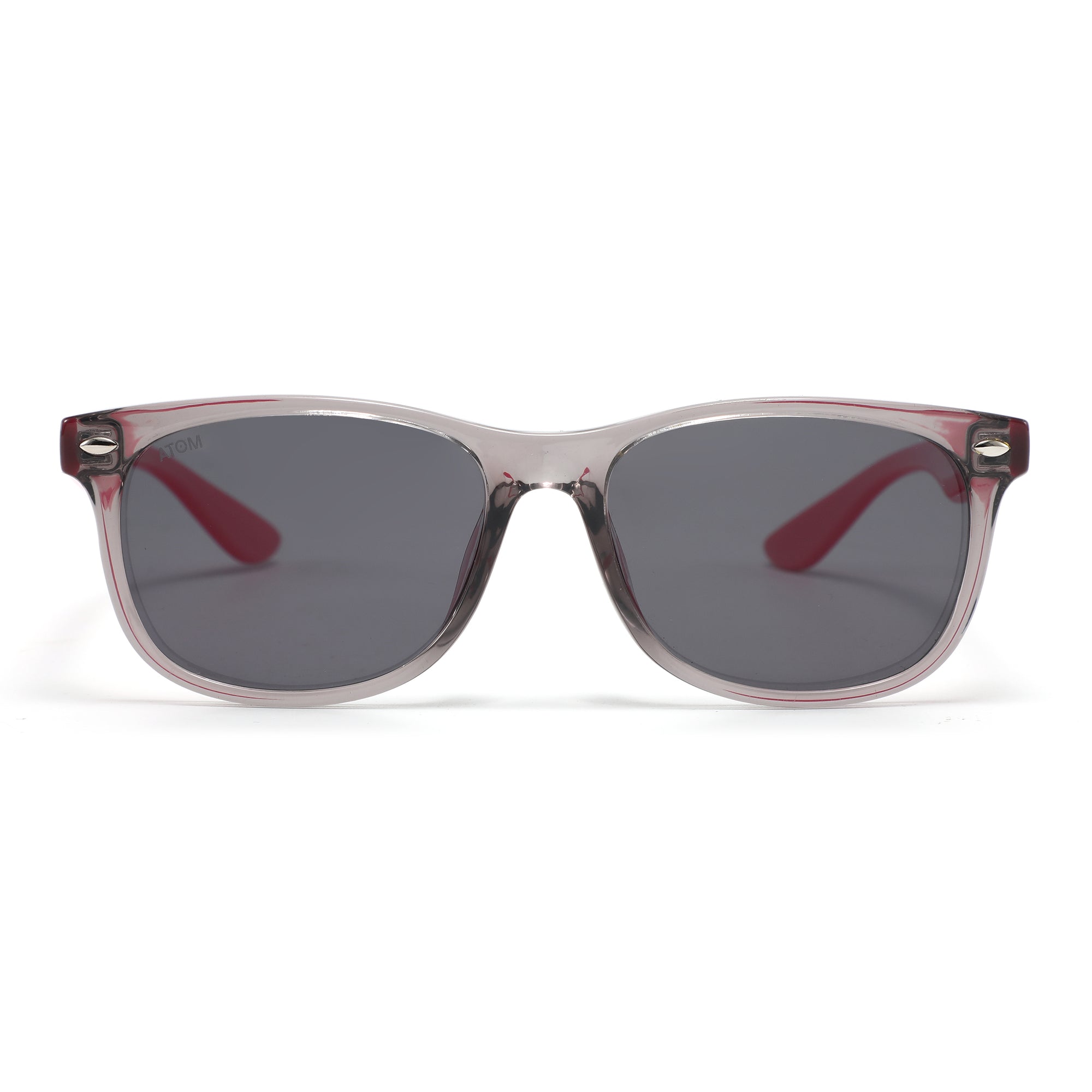 ATOM AS2-1 girls sunglasses featuring pink frames with red temple accents